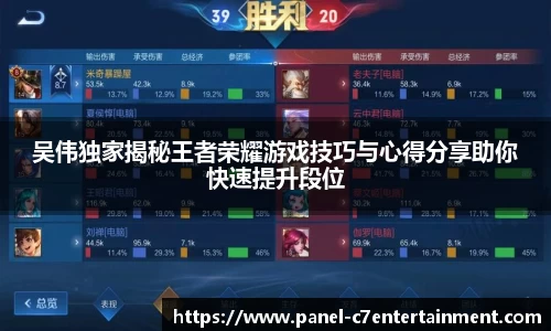 吴伟独家揭秘王者荣耀游戏技巧与心得分享助你快速提升段位